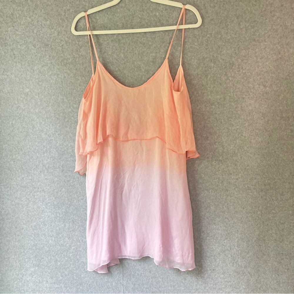 Blue Life Chiffon Ombre Asymmetrical Tunic Camisole Small #AD